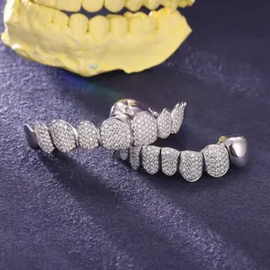 Parrillas Dentales Personalizadas con Diamantes Engastados en Oro Sólido de 10/14/18 KT, Joyería Hip Hop con Múltiples Formas de Corte - Product Image 2