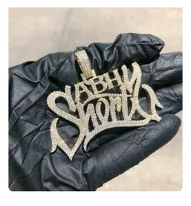 Colgante de letra personalizada de plata 925, Diamante de moissanita, estilo Vintage para probador cristiano que pasa - Product Image 1