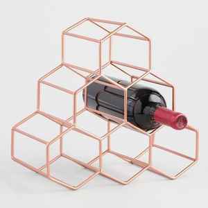 High Quality Eco-Friendly Minimalist Hexagon Shape Metal Iron Wine Rack 6-Bottle Holder Countertop Storage - Product Image 1