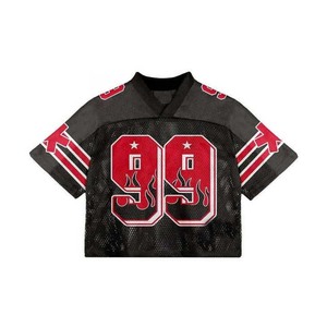 Fabricant personnalisé de maillots de football américains vintage en maille tricotée surdimensionnée, maillot de football en maille à col en V, vêtements de sport pour adultes - Product Image 5