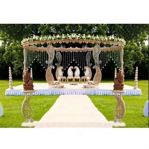 Impresionante Mandap de Madera de Teca de Estilo Moderno, Diseño Paisley, Precio de Fábrica, Mandaps de Boda Indios, Australia - Product Image 1