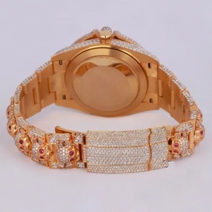 Reloj mecánico de lujo de acero inoxidable para hombre, Diamante de moissanita, movimiento de cuarzo Hip Hop único, esfera, ventana, Material de cristal, encanto - Product Image 2