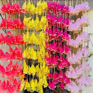 4 Pieds Filet de Potli Multicolore avec Dentelle Gota Décoration de Mariage & Festival Toile de Fond pour Mandap Stage Ganpati & Temple Decor - Product Image 6