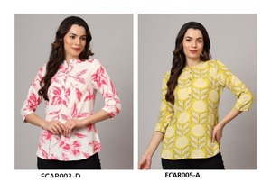 Haut Kurti en rayonne de coton ethnique rafraîchissant pour femme Style Indo Western léger pour le style et le confort d'été - Product Image 2