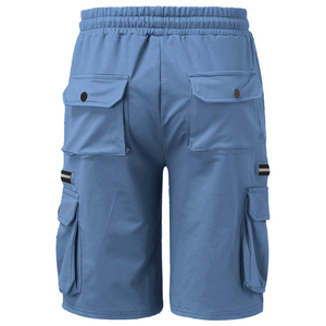 กางเกงขาสั้นคาร์โก้สำหรับผู้ชายกางเกงขาสั้นสไตล์เทชแวร์เอวยางยืดมีกระเป๋ามีซิปแบบลำลองสำหรับเข้ายิม - Product Image 2