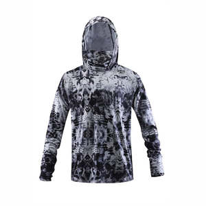 เสื้อตกปลาแขนยาวผู้ชายแบบแห้งเร็ว ระบายอากาศได้ดี ผลิตจากโพลีเอสเตอร์ พร้อมฮู้ด พิมพ์ลายแบบซับลิเมชั่น ป้องกันแสงแดด UPF 50 ไซส์ XL - Product Image 4