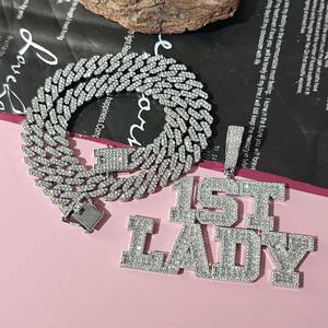 สร้อยคอจี้เพชรโมอิสซาไนต์ทรงโมเดิร์น VVS ชุบทอง เงินแท้ 925 สลักชื่อได้ ประดับเพชรเต็มเส้น สำหรับผู้ชาย ราคาประหยัด - Product Image 2