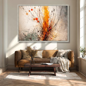 Orange Line Abstract Painting <b>Large</b> Original Custom Hand Painted Canvas Aesthetic Wall Art for Commercial Interior Decoration - Product Image 1