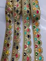 Ruban de dentelle en tulle polyester/paillettes Kushang Textile, broderie florale indienne, couleur et taille personnalisables disponibles