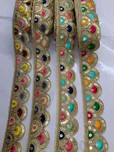 Dentelle chimique en polyester/sequins Tule Net, broderie indienne, dentelle à fleurs, garniture, couleur et taille personnalisées pour les vêtements féminins - Product Image 5