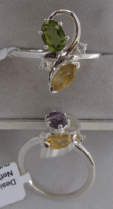 Anillo de Moda con Incrustaciones de Peridoto, Citrino y Topacio Blanco, Anillos de Moda con Piedras Preciosas para Regalo, Estilo Moderno - Product Image 1