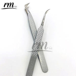 RMI pince à épiler gris clair conception libre Logo personnalisé Volume marque privée pince à cils en acier inoxydable pince à épiler Extension de cils pince à épiler - Product Image 3