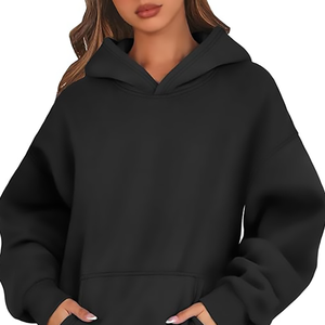 Fabricant de sweats à capuche imprimés sur mesure, 340g, style ample et décontracté, couleur unie, pull élégant pour femmes, sweat à capuche 100% coton - Product Image 5