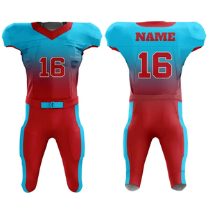 Uniformes de Fútbol Americano de Calidad Única al por Mayor, Conjunto de Pantalones y Jersey Sublimado Negro y Azul para Hombre, Cuello en V, Sin Mangas, Ajustado, para Adulto - Product Image 5