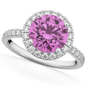 Anello di fidanzamento con zaffiro rosa e diamante dimensioni personalizzate alta qualità 2023 ultimo Halo fidanzamento di nozze anelli in oro bianco 14 carati da 2,80 ct