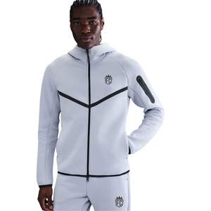 Veste à capuche zippée intégrale en polaire technique pour homme Gris pierre Légère Chaude Vêtement de sport d'entraînement Vêtement de sport haut de gamme - Product Image 4