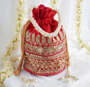 Bolsa de Potli bordada de Gota India hecha a mano para mujer, nuevo vestido Vintage, bolso de regalo de boda a la moda, vestido Vintage indio hecho a mano - Product Image 1