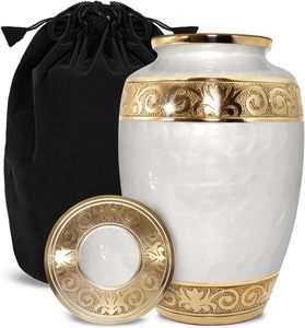 Luxury Modern Black Metal Cremation <b>Urn</b> with Gold Embossing Decorative <b>Urn</b> & <b>Jar</b> for Human Ashes - Product Image 2