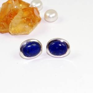 Boucles d'oreilles pendantes en lapis-lazuli pour femmes, argent sterling plaqué or, tendance, cadeau de mariage, anniversaire, fête, bijoux - Product Image 3