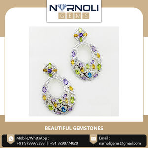 Pendientes de plata al por mayor con piedras preciosas vibrantes-Amatista, citrino, peridoto y Topacio - Product Image 3