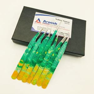 Pince à épiler en papier vert imprimé marbre de haute qualité en acier inoxydable durable vente en gros - Product Image 3