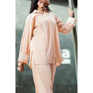 Conjunto Casual de Dos Piezas para Mujer, Diseño Ondulado Color Durazno, Tendencia Primavera/Verano, Tallas XS a 3XL Disponibles - Product Image 4