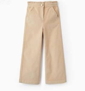 Nuevo diseño, superventas, logotipo personalizado, niñas, cintura media, informal, plano, largo, plisado, ajustado, Spandex/algodón, pantalones Palazzo rectos fluidos - Product Image 2