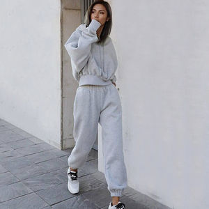 Vente en gros 100% coton survêtements à capuche décontractés d'automne 2 pièces avec poches latérales à taille élastique pour femmes - Product Image 6