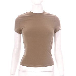 Nuevas camisetas cortas básicas de verano para mujer, camisetas ajustadas interiores para mujer, camisetas cortas con cuello redondo para mujer, ropa informal hecha de algodón - Product Image 3
