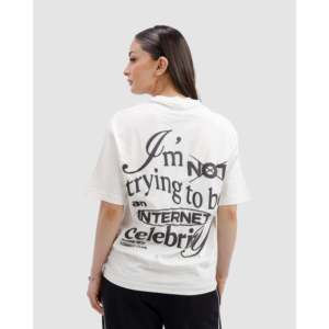 Camiseta de Celebridad de Internet, 100% Algodón Jersey, Transpirable, Casual, Oversize, Ajuste Holgado, Logo Sólido, Diseño Liso de Corte Corto - Product Image 4