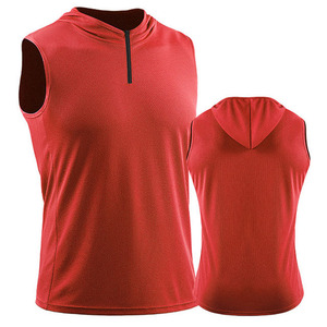 2025เสื้อกั๊กผู้ชายแบบลำลองแบบปรับแต่งได้เสื้อกั๊กมีฮู้ดทรงหลวมแขนกุดสีทึบสำหรับฟิตเนส - Product Image 3