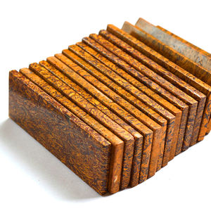 Jaspe Natural Mariam Certificado por GIA, Cabujón Rectangular Facetado Amarillo de 25mm, Disco Plano Pulido, Piedra de Caligrafía, Cristal - Product Image 1