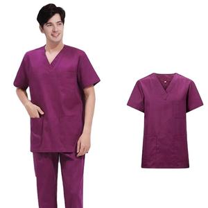 Conjuntos de Uniformes Médicos de Mezcla de Algodón y Mezclilla, Unisex, Ropa de Trabajo para Médicos y Enfermeras, Camiseta con Cuello en V y Pantalones, Dos Piezas de Alta Calidad - Product Image 3
