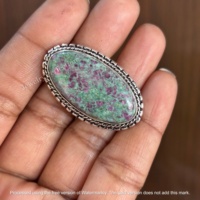 Bagues tendance bohèmes en laiton naturel plaqué argent avec serti clos ovale rubis fuchsite pour femme, bijoux cadeau