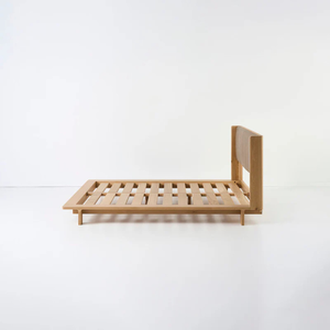 Luxury Solid Teak <b>Bed</b> Frame with Upholstered Headboard for <b>Modern</b> Bedroom Furniture - Product Image 2