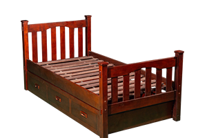 Lit simple en bois de hêtre brun café durable avec 3 tiroirs Design peu encombrant - Product Image 2