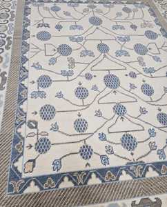 Blanc bleu Oushak tapis tricoté à la main laine moderne coloré turc tapis marine haute vente corail 9x12 10x14 12x15 lumineux tapis ensemble - Product Image 6