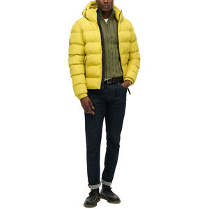 Premium Quality Plain Yellow Streetwear Winter Waterproof Reversible Puffer Jacket Embroidery <b>Detachable</b> Hood Wholesale Outdoor - Product Image 6