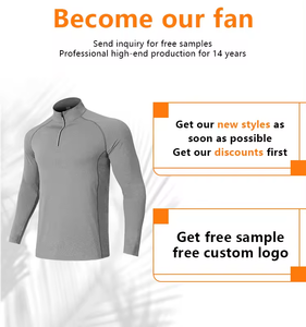 Wholesale Men Lightweight Polyester Sports Quick Dry Solid Color Plain Long Sleeve Knitted 1/4 quarter <b>zip</b> pullover <b>shirt</b> - Product Image 6