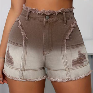 Casual Wear High Quality Mid Waist Customized Logo Distresses With Pocket Denim Shorts Light Weight Women Denim Shorts - Product Image 1