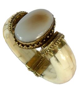 Joyería de moda para mujer, brazalete moderno con incrustaciones de hueso Natural, joyería hecha a mano, brazalete de hueso Vintage con cierre de latón, embalaje personalizado - Product Image 2