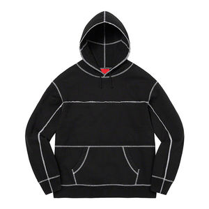 Sweat-shirt à capuche gris pour homme, coupe ample, détail de couture rouge, style décontracté, style automne - Product Image 5