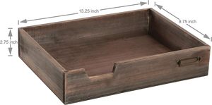 Lot de 2 bacs à lettres empilables en bois brun finition vieilli vintage pour bureau, lime à papier en bois - Product Image 5