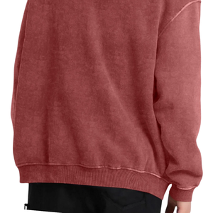 Sweat à capuche rouge délavé à l'acide surdimensionné en polaire lourde pour hommes Streetwear Vintage Logo personnalisé Coton épais chaud hiver décontracté - Product Image 3