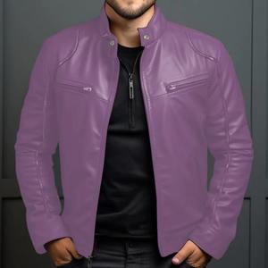 Nouveau automne et hiver couture conception veste en cuir de haute qualité américain rétro haute rue mode veste décontractée hommes - Product Image 3