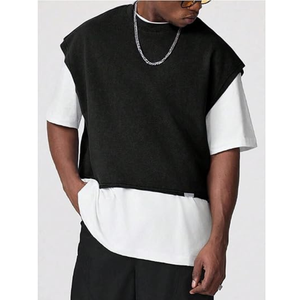 Venta al por mayor de los hombres de gran tamaño de la gota del hombro camiseta sin mangas Streetwear Hip Hop Loose Fit Muscle Tee Casual Summer Fashion - Product Image 2