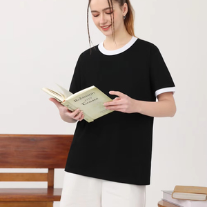 Nouveau T-shirt unisexe 100% coton respirant 200gsm Patchwork motif Logo personnalisable Style décontracté T-shirt pour hommes - Product Image 1