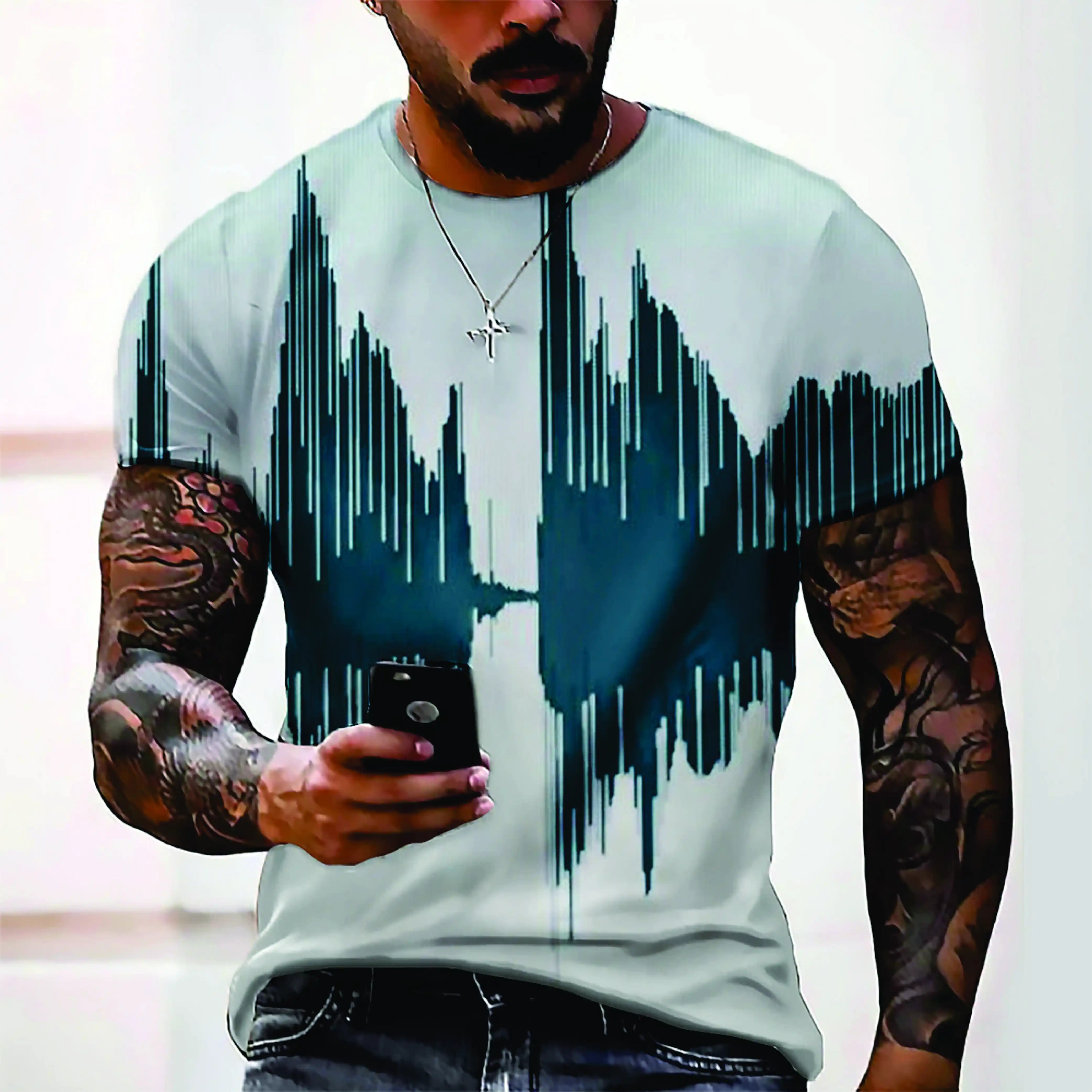 Men's T Shirt Graphic 3d O Neck Black White Stripes Oversized Clothing Casual Daily Top Streetwear Short Sleeve tees