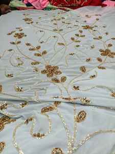 Tissu brodé de haute qualité avec des perles pour les robes de soirée de style festif pour la silhouette de plage, fabriqué en lin, lycra, laine, rayonne, cachemire - Product Image 3