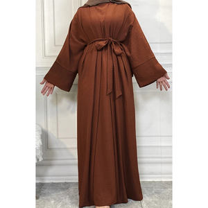 Abaya Islámica Modesta para Mujer, de Alta Calidad, Mezcla de Poliéster y Algodón, Manga Larga, Cinturones Ajustables - Product Image 2
